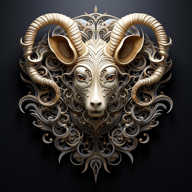 3D Silver Capricorn Taurus Aries Zodiac Sign in a Golden Circle Metal Masterpiece of Astrology