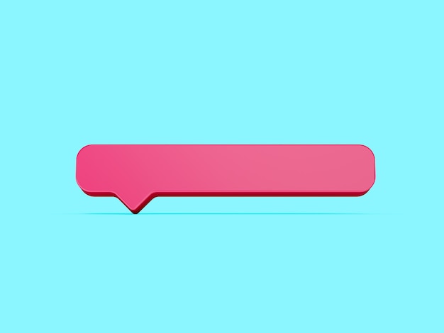 3d 간단한 핑크 메시지 상자 아이콘 파란색 배경 3d 그림에 3d 반짝이 핑크 채팅 상자 아이콘