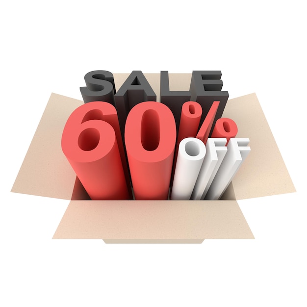 3D sixty percent off 60 off 60 sale