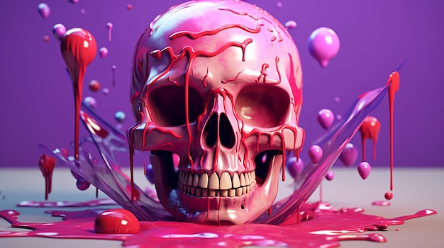 A 3d skull shape is sitting near a pink ball in thegenerative ai