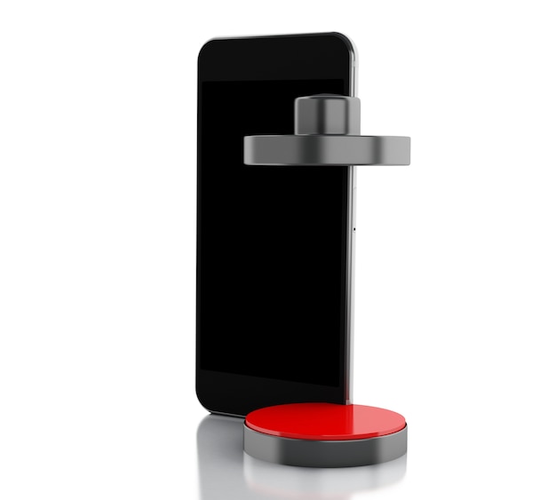 Photo 3d smartphone and battery charge indicator