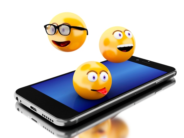 3d Smartphone with Emoji icons