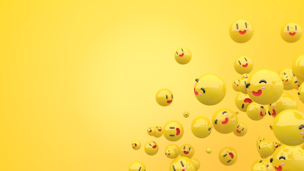 Photo 3d smiley faces in yellow composition