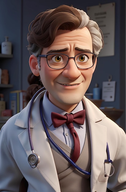 3D smiling doctor cartoon character