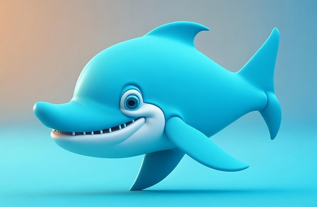 3d smiling dolphin cartoon character Cute little dolphin 3d character 3d render of a dolphin