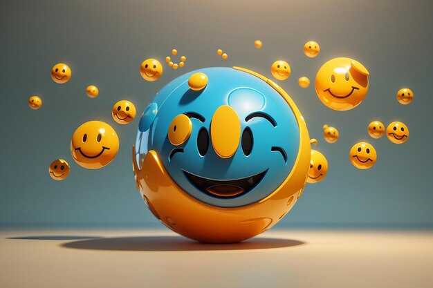 3d smiling sun view with simple background