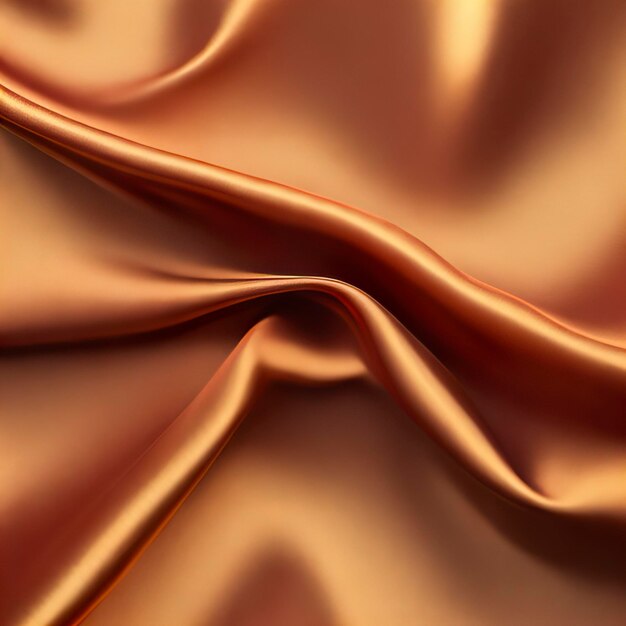 3D smooth Wave Bright Golden Rust color Gradient Silk Fabric AI generated