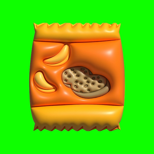 Фото 3d snack food asset с зеленым фоном