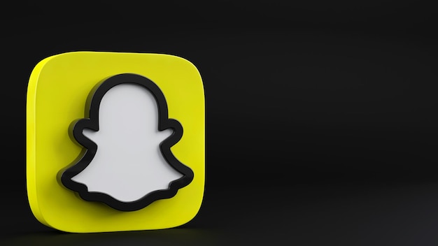 3D Snapchat Logo in Black Background