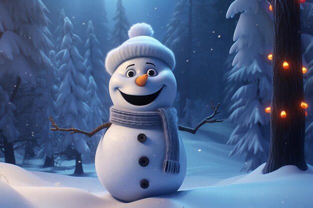 写真 冬のワンダーランドの 3d 雪だるまアニメーション