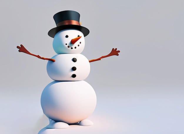 3d a snowman stand on a white background