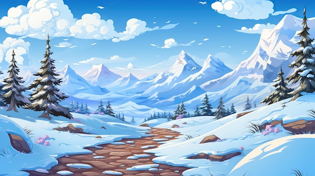 3d snowy winter backgroundchristmas