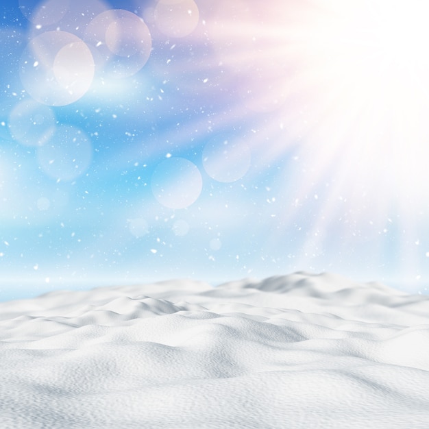 3D snowy winter landscape