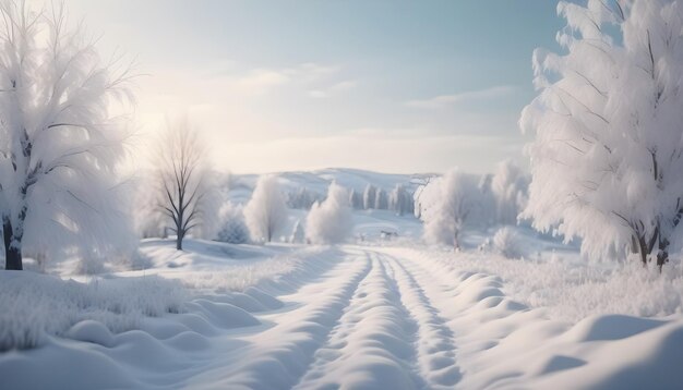 Foto paesaggio invernale innevato 3d