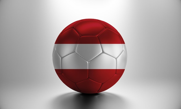 Foto pallone da calcio 3d con bandiera del paese dell'austria. pallone da calcio con bandiera austriaca