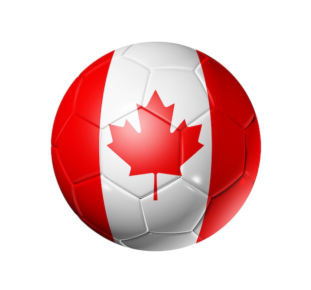 3D soccer ball with Canada team flag. 