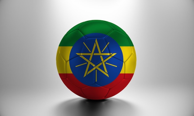 Photo 3d soccer ball with ethiopia country flag. football ball with ethiopia flag