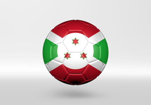 Photo 3d soccer ball with the flag of burundi on grey background