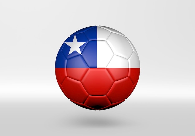 3D Soccer Ball with the Flag of Chile on grey background