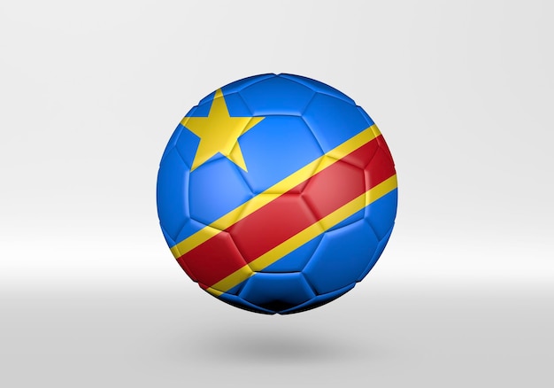 3D Soccer Ball with the Flag of Congo on grey background