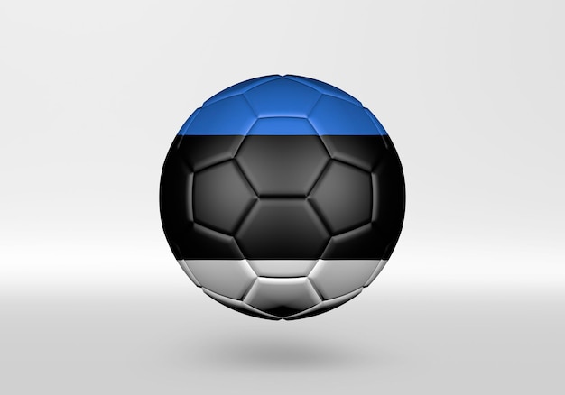 3D Soccer Ball with the Flag of Estonia on grey background