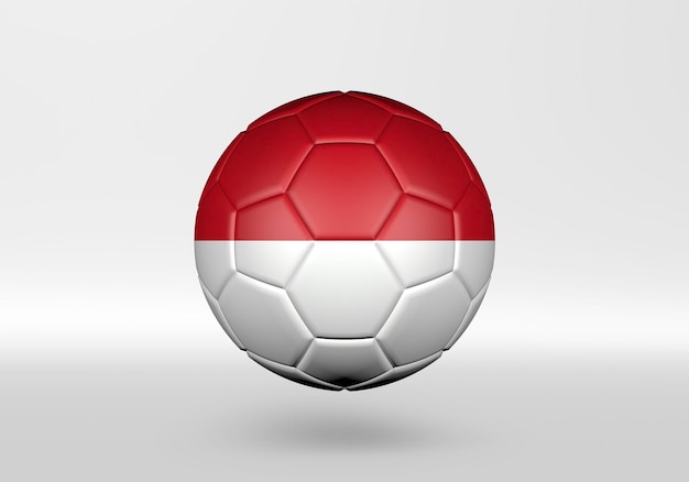 3d soccer ball with the flag of Monaco on grey background