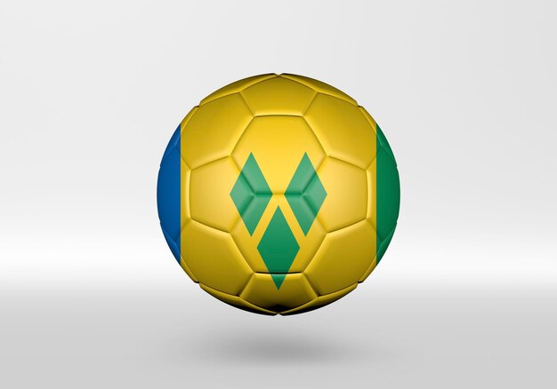 3d soccer ball with the flag of Saint Vincent and the Grenadines on grey background