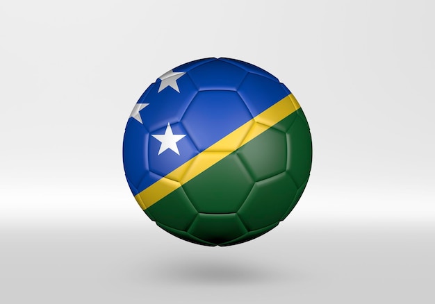 3d soccer ball with the flag of Solomon Islands on grey background