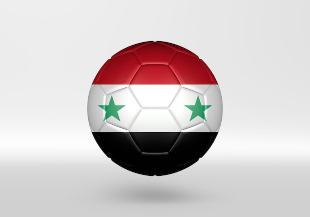 3d soccer ball with the flag of Syria on grey background