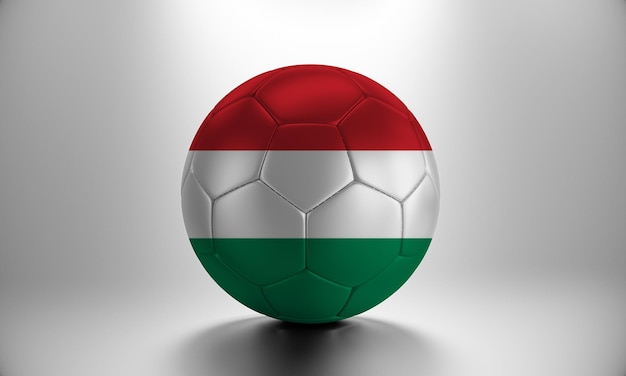 ハンガリーの国旗と 3 d のサッカー ボール。ハンガリーの国旗とサッカー ボール