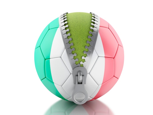 Foto pallone da calcio 3d con bandiera italiana