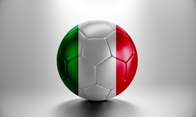 3d soccer ball with Italy country flag. Football ball with Italy flag