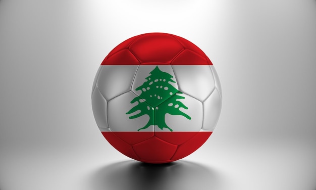 3d soccer ball with Lebanon country flag. Football ball with Lebanon flag