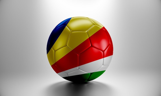 3d soccer ball with Seychelles country flag. Football ball with Seychelles flag