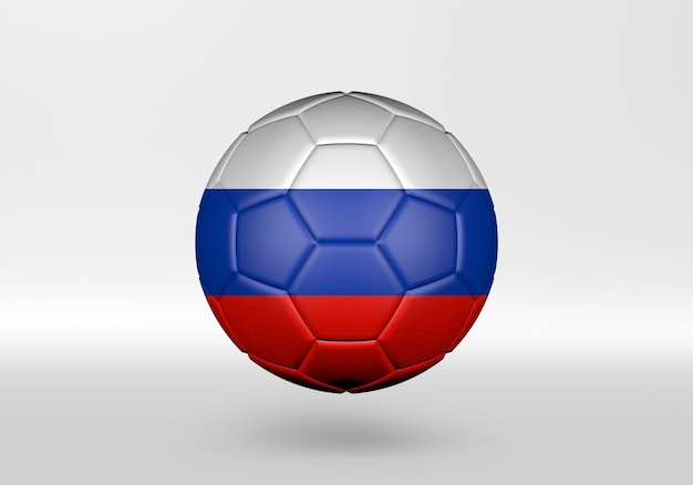 写真 灰色の背景にロシアの旗と3dサッカーボール