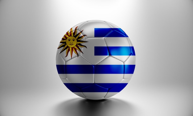 ウルグアイの国旗と 3 d のサッカー ボール。ウルグアイの国旗とサッカー ボール