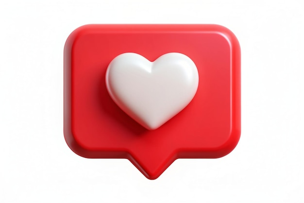3D sociale media kennisgeving liefde als hart icoon bericht dialoogknop met rood hart rode spraak bubbel met wit hart trendy en moderne vector in 3D stijl