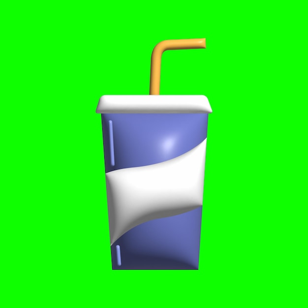 3D Soft Drink Asset with a greenscreen background