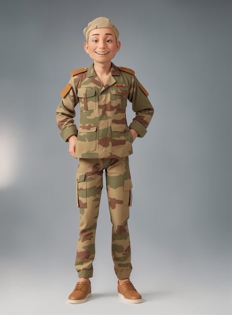 3D-солдат в камуфляжной одежде