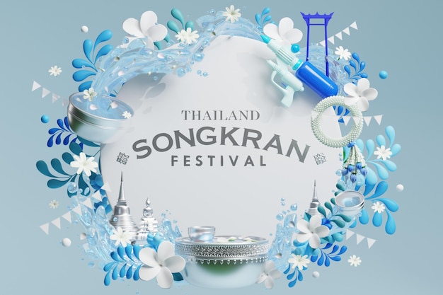 3d Songkran-festivalachtergrond in het waterfestival van thailand