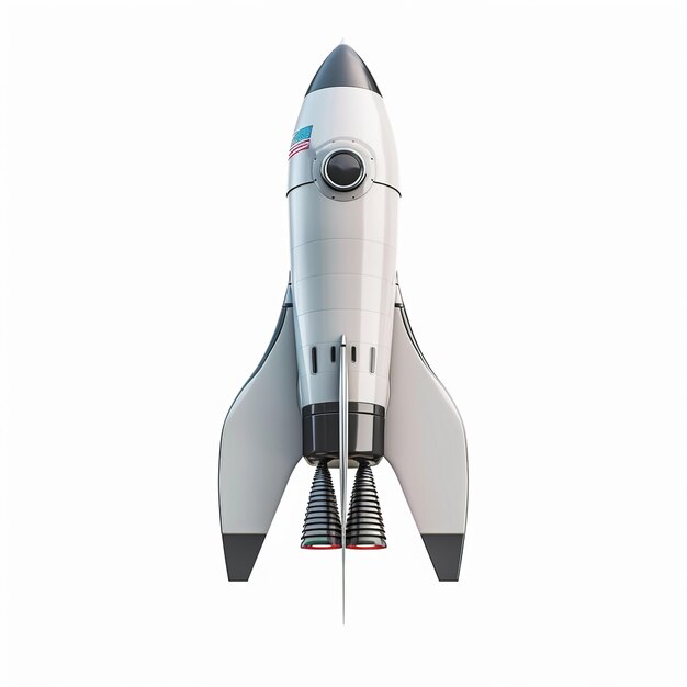 3d space rocket render png geïsoleerd op witte achtergrond midden van het frame midden van het canvas geen schaduw of tekst stijl rauw Job ID 04d55f511a064cdb8271e8279d28b8bf