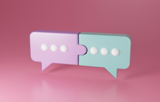 3D Speech bubble connection, successful communication or business agreement, opinion sharing concept