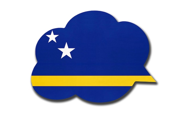 흰색 배경에 고립 된 Curacaoan 국기와 함께 3d 연설 거품. Papiamentu 언어를 말하고 배우십시오. Curacao 국가의 상징입니다. 세계 통신 기호입니다.