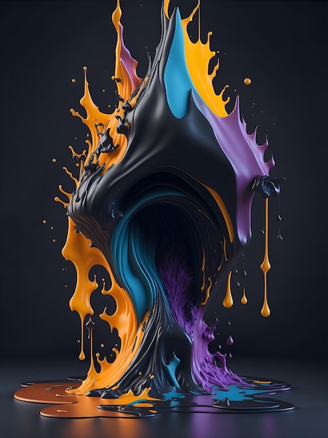 3d Splash art a abstract shape black background