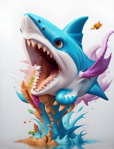 3d Splash art Shark shape background