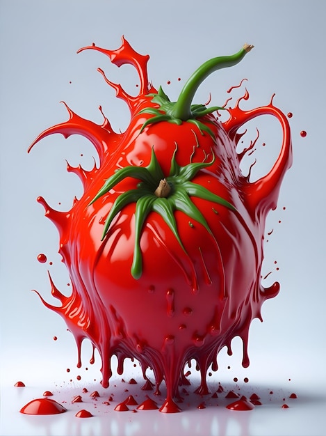 3d Splash art with tomato shape