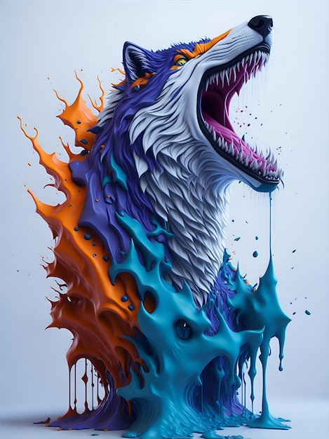 3d Splash art a wolf shape