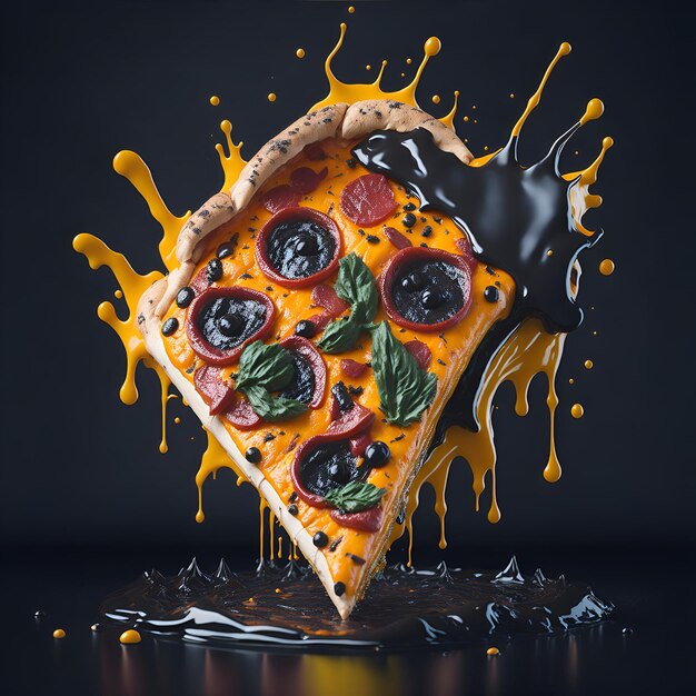 3D Splash-kunst met pizzavorm