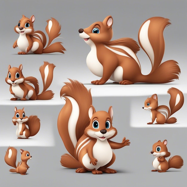 Photo a 3d squirrel cute cartoon character