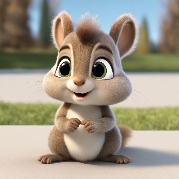 A 3d squirrel cute cartoon character